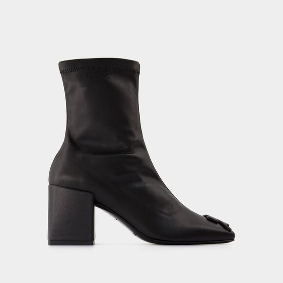 Chic Mini Ankle Boots in Black Eco-Leather - Picture 1 of 3